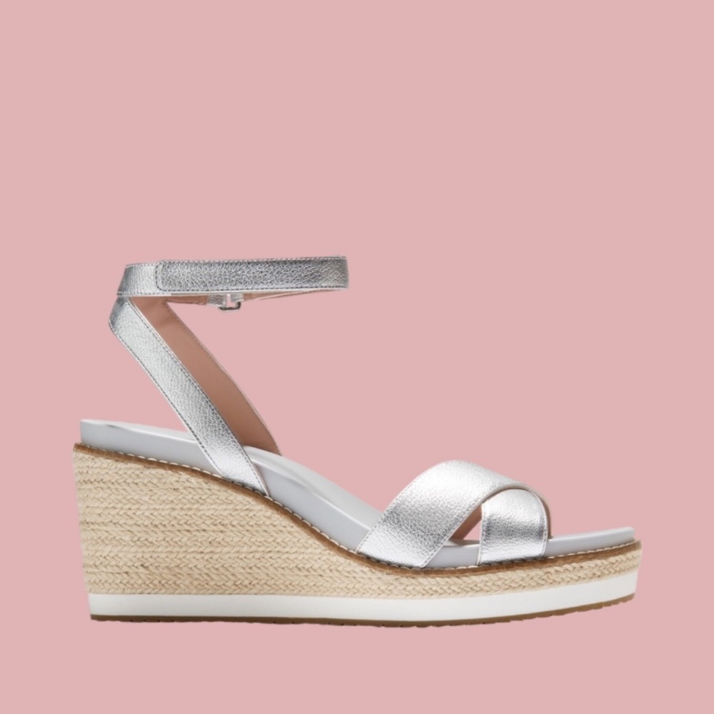 Womens Cole Haan Cloudfeel Espadrille Wedge, Silver. W23407